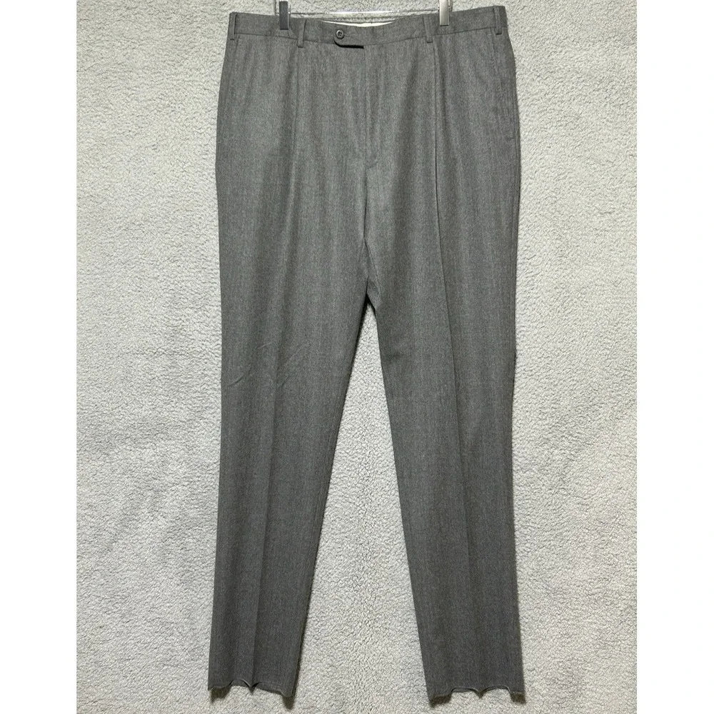 ERMENEGILDO ZEGNA Trousers Mens 40R 100% Wool Raw Hem Pleated‎ Dress Pants Italy